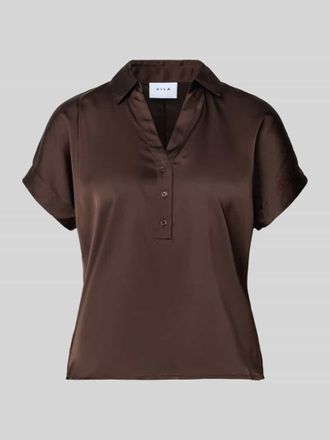 Vila Regular Fit Bluse mit V-Ausschnitt Modell ENNA RAVENNA in Dunkelbraun, Gr&ouml;&szlig;e 34