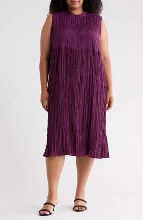 Eileen Fisher Sleeveless Silk Midi Shirtdress in Blackberry at Nordstrom Rack, Size 3X