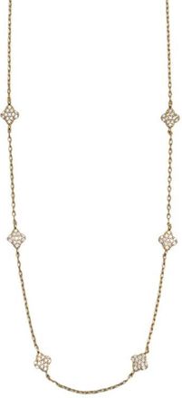 Argento Vivo Pav&eacute; Clover Station Necklace in Gold at Nordstrom