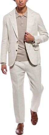 Brunello Cucinelli Linen, Wool & Silk-Blend Suit With Pleated Pant