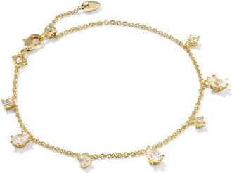 Kendra Scott Cailin Delicate Chain Womens Bracelet Womens Bracelet Gold White CZ, Brass/Crystal/Cubic Zirconia