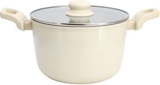 Gibson Home Barnsdall 5 Quart Ceramic Nonstick Aluminum Stock Pot with Lid in White at Nordstrom