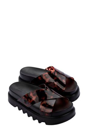 Melissa Cozy Cross Platform Slide Sandal in Black/Tortoise at Nordstrom, Size 10