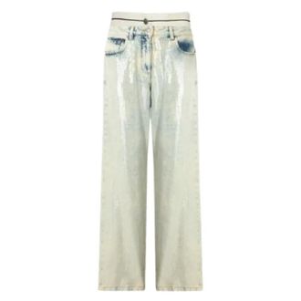 Palm Angels Dames, Broeken, Blauw, Maat: W26 Denim