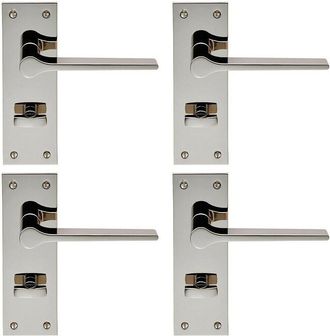 Loops 4x PAIR Flat Straight Lever on Slim Bathroom Backplate 150 x 50mm Nickel