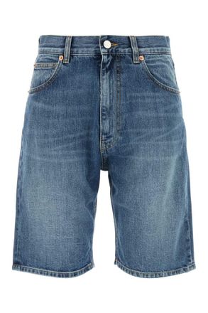 Valentino Denim Logo Patch Shorts