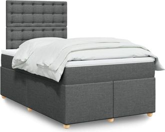 vidaXL Cama Box Spring Con Colch&oacute;n Tela Gris Oscuro 120x200 Cm Vidaxl