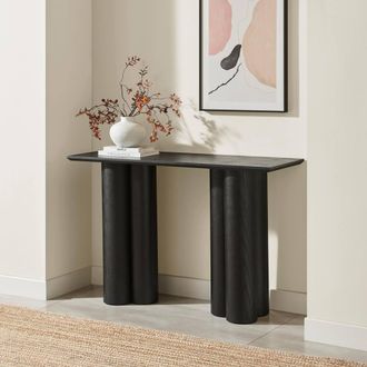 Furniturebox Sutton Black Veneer Wood Console Table
