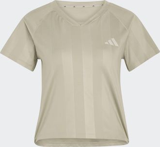 adidas T-Shirt ADIDAS PERFORMANCE HYPERGLAM 3-STREIFEN EMBOSS, Damen, Gr. XL, wonder cargo, Obermaterial: 88% Polyester, 12% Elasthan, V-Ausschnitt, Shirts T