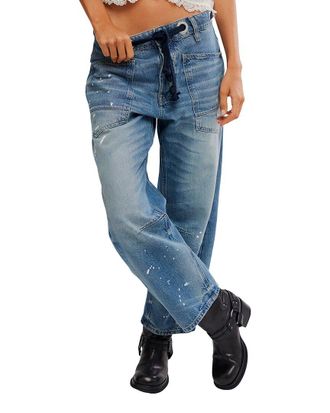 Free People Moxie Low Slung Timeless Blue Jean