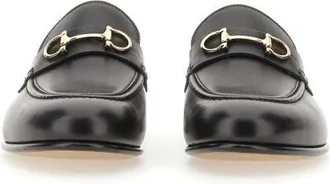 Ferragamo Gancini Moccasin Mule Loafer - Black