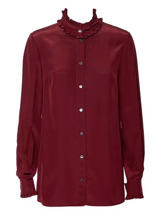 Dolce & Gabbana ruffled-trim silk shirt - Red