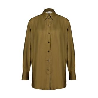Zimmermann Overhemden, Dames, Groen, L, Zijden Olijfgroene Button-Up Shirt