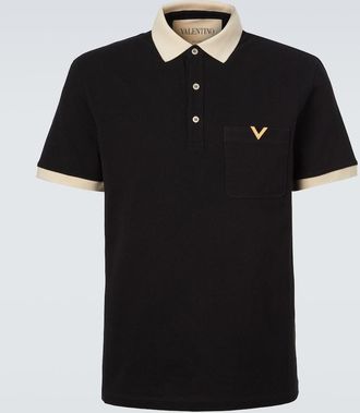 Valentino VLogo cotton jersey piqu&eacute; polo shirt