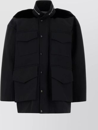 sacai black grosgrain oversize jacket