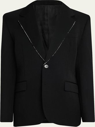 Givenchy Mens Fitted Wool Raw-Edge Two-Button Blazer