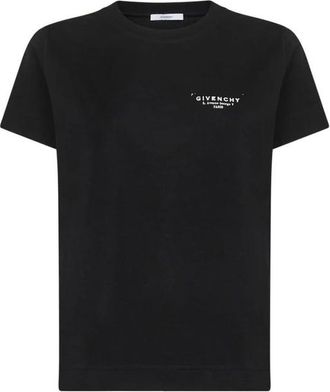 Givenchy Logo Print Cotton T-Shirt - Dames - T-shirts - Zwart - XS - Katoen - Tops