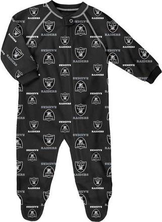 Outerstuff Infant Black Las Vegas Raiders Allover Print Raglan Full-Zip Jumper at Nordstrom, Size 24M