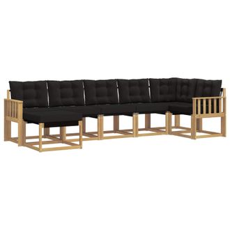 vidaXL Conjunto De Sof&aacute;s De Exterior Con Coj&iacute;n 7 Pcs Blanco Y Negro Vidaxl