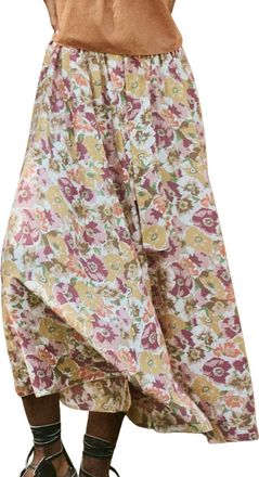 The Great. Womens The Papyrus Skirt In Golden Lilac Flower