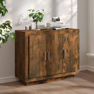 vidaXL Aparador Madera Contrachapada Color Roble Ahumado 92x35x75 Cm Vidaxl