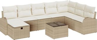 vidaXL Garden Sofa Set 9 pcs Beige and cream 289 x 179 x 85 cm Vidaxl