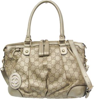 Gucci Sukey Beige Canvas Handbag (Pre-Owned)