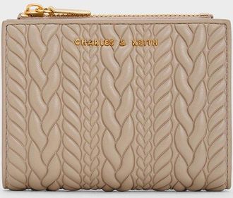 Charles & Keith Apolline Textured Top-Zip Wallet