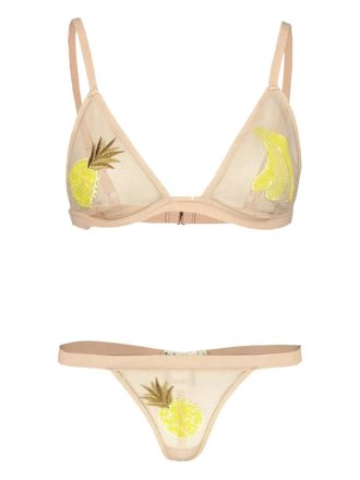 For Love & Lemons sequin-embellished triangle triangle bra - Neutrals