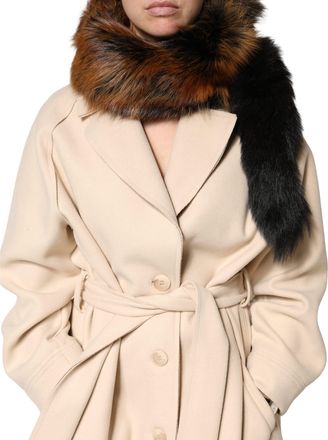 Dolce & Gabbana Brown Red Fox Fur Neck Warmer Winter Womens Scarf