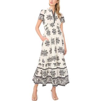 CeCe by Cynthia Steffe Print Tiered Maxi Dress in New Ivory at Nordstrom, Size Xx-Small