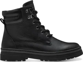 Marco Tozzi Zwarte enkellaarsjes voor vrouwen - Dames - Veterlaarzen - Zwart - 40 EU - Schoenen