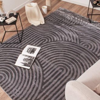Nazar Rugs Alfombra de pelo corto con dise&ntilde;o de arco iris - gris - 80x150 cm
