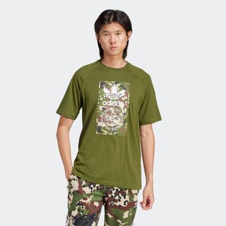 adidas T-Shirt ADIDAS ORIGINALS CAMO TONGUE TEE, Herren, Gr. M, gr&uuml;n (wilpin), Obermaterial: 100% Baumwolle, Shirts T-Shirt, sportlicher Stil, Kurzarm, aus B
