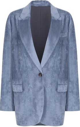 Brunello Cucinelli Blue Corduroy Single-Button Blazer, Brand Size 42 (US Size 8)