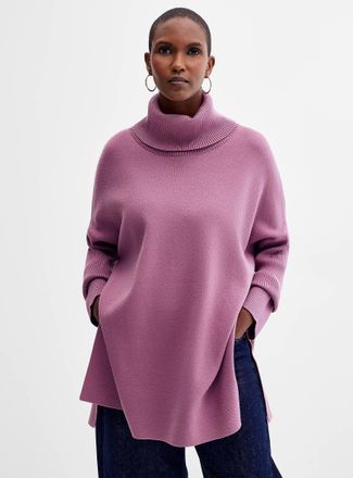 Contemporaine Womens Solid turtleneck Tunic Top sweater