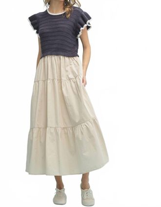 Wishlist Milana Midi Dress In Navy/ Taupe