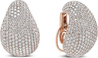 House of Brilliance 18K Rose Gold 13 1/5 Cttw Micro-Pave Diamond Sculptural Design Statement Stud Earrings (G-H Color, SI1-SI2 Clarity)