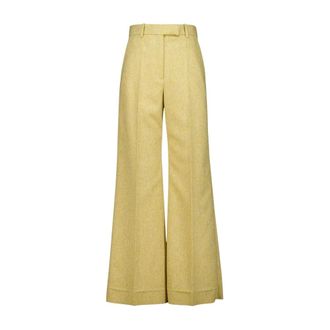 Valentino Garavani Dames, Broeken, Geel, Maat: S Leer