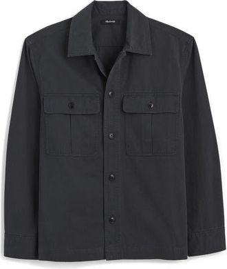 Madewell Cotton Twill Overshirt in Pepper at Nordstrom, Size X-Large