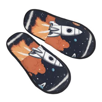 Generic Rocket In Space Men Women Slippers Non-Slip Sliders Slip On House Shoes For Indoor Outdoor Winter L