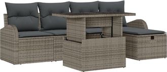 vidaXL Vidaxl - Garden Sofa Set with Cushion 6 pcs Grey Poly rattan