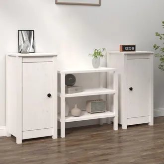 vidaXL Aparadores 2 Uds Madera Maciza De Pino Blanco 39x35x80 Cm Vidaxl