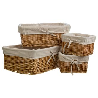 Wanderlust Deco Wanderlust Deco - Set 4 Cestos De Mimbre Marr&oacute;n Forrados