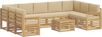 vidaXL Conjunto De Sof&aacute;s De Exterior 10 Uds. Blanco Y Beige Poli&eacute;ster Vidaxl