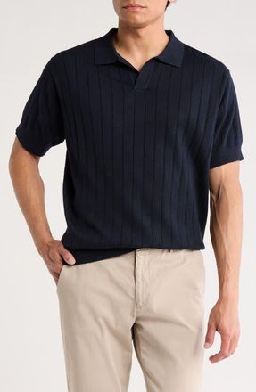 Rodd & Gunn Freys Crescent Rib Cotton Sweater Polo in Midnight at Nordstrom, Size Xx-Large