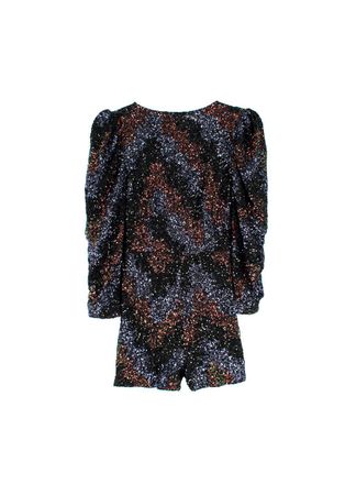 Osman Sequin Puff-sleeve Playsuit Size S