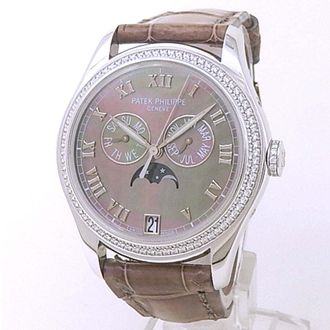 Patek Philippe Pre-owned Patek Philippe Complications Diamond Black Mother of Pearl Dial Ladies Watch 4936G-001