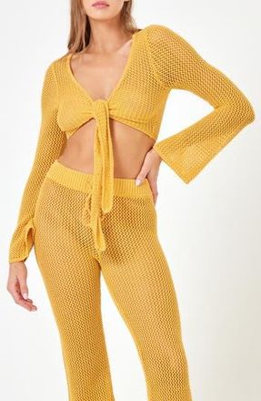 L*Space Los Cabos Open Stitch Cover-Up Crop Top in Sunshine at Nordstrom Rack, Size X-Small