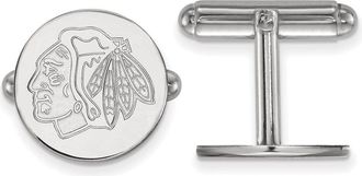 Diamond2Deal Sterling Silver Rhodium-plated Chicago Blackhawks Cuff Links